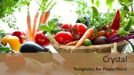  Presentation with vegetables - Theme enhanced with different fresh vegetables background and a coral colored foreground