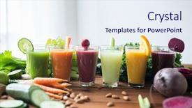  Presentation with fruit vegetable juice - Cool new presentation theme with different fruit or vegetable juice backdrop and a sky blue colored foreground
