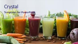  Presentation with healthy eating - Theme featuring different fruit or vegetable juice background and a sky blue colored foreground