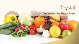  Presentation with fruits - Audience pleasing slide set consisting of different fruits and vegetables isolated backdrop and a  colored foreground