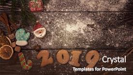  Presentation with new year 2019 - Colorful slides enhanced with different ginger cookies for new backdrop and a tawny brown colored foreground