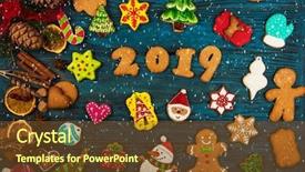  Presentation with new year 2019 - Presentation theme having different ginger cookies for new background and a tawny brown colored foreground