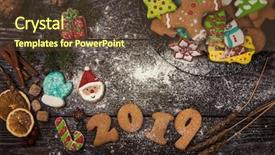  Presentation with new year 2019 - PPT layouts featuring different ginger cookies for new background and a tawny brown colored foreground