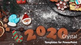  Presentation with new year 2020 - Presentation featuring year holiday on wooden background background and a tawny brown colored foreground
