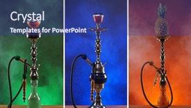  Presentation with hookah - PPT theme having fresh homemade banoffee pie ready to serve background and a tawny brown colored foreground