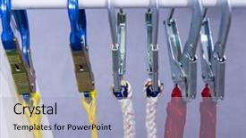  Presentation with spinal cord - Audience pleasing PPT theme consisting of different hooks on a cord backdrop and a light blue colored foreground