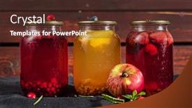  Presentation with fruit drink - Colorful PPT theme enhanced with different-kind-of-compote-fruit backdrop and a tawny brown colored foreground