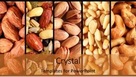  Presentation with dried fruits seeds nuts - Audience pleasing PPT theme consisting of different kind of fresh nuts backdrop and a gold colored foreground