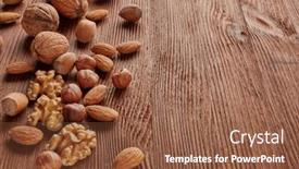  Presentation with healthy food - PPT theme enhanced with different-kinds-nuts-various-varieties background and a tawny brown colored foreground