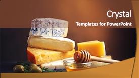  Presentation with catering banquet table different - Presentation theme enhanced with different kinds of cheese honey background and a tawny brown colored foreground