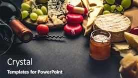  Presentation with nutrition - PPT theme having different-kinds-of-cheese-served background and a dark gray colored foreground