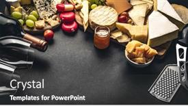  Presentation with nutrition - Presentation theme with different-kinds-of-cheese-served background and a dark gray colored foreground