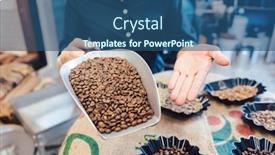  Presentation with coffee beans - Amazing presentation theme having beans in the roastery shown backdrop and a ocean colored foreground