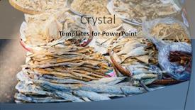  Presentation with shrimps - PPT theme featuring different-kinds-of-dried-fish background and a soft green colored foreground