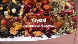  Presentation with dry - Slide deck consisting of different kinds of dry tea close up background and a tawny brown colored foreground