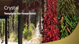  Presentation with chili - Audience pleasing PPT theme consisting of different-kinds-of-hanging-chili backdrop and a wine colored foreground