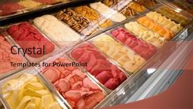  Presentation with ice cream - PPT layouts enhanced with different kinds of ice cream background and a coral colored foreground