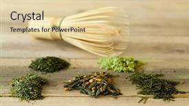  Presentation with japanese green tea - Presentation theme with different kinds of japanese tea background and a  colored foreground