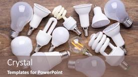  Presentation with light bulbs - Colorful slide deck enhanced with different kinds of light bulbs on wooden background backdrop and a violet colored foreground