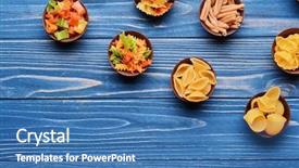  Presentation with pasta - Amazing presentation theme having different kinds of pasta in bowls on wooden background backdrop and a teal colored foreground