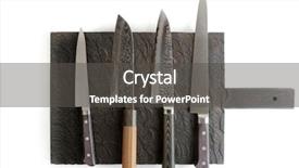  Presentation with cutting board - Presentation consisting of different knives on black cutting background and a dark gray colored foreground