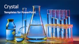  Presentation with beakers - Beautiful PPT theme featuring different laboratory beakers and glassware backdrop and a ocean colored foreground