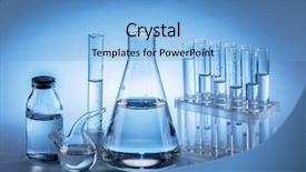  Presentation with glassware - Audience pleasing slides consisting of different laboratory beakers and glassware backdrop and a light blue colored foreground