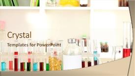  Presentation with glassware - Presentation theme featuring green chemistry dropper bottles - different laboratory glassware with color background and a cream colored foreground