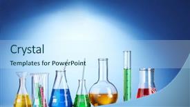  Presentation with liquid - Presentation theme enhanced with different laboratory glassware with color background and a sky blue colored foreground