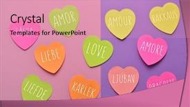  Presentation with sticky notes - Amazing presentation theme having different languages such as spanish backdrop and a coral colored foreground