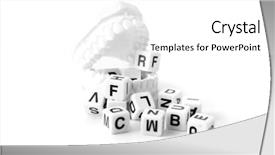  Presentation with skills - PPT theme featuring different letters symbolizing rhetorical skills background and a white colored foreground