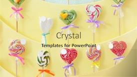  Presentation with candy shop - Presentation design enhanced with different-lollipops-on-showcase and a blonde colored foreground