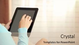  Presentation with hand holding puzzle piece - Amazing PPT layouts having different media - female hand holding pc tablet backdrop and a  colored foreground