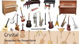  Presentation with music instruments - Audience pleasing slides consisting of different music instruments backdrop and a lemonade colored foreground