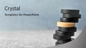  Presentation with difference - Beautiful theme featuring different others - one wooden circle among black backdrop and a light blue colored foreground