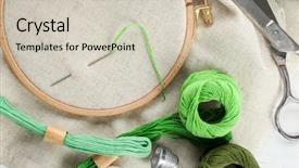  Presentation with embroidery - Audience pleasing presentation design consisting of different others - threads and other accessories backdrop and a soft green colored foreground