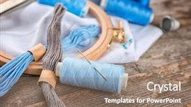  Presentation with embroidery - Beautiful presentation theme featuring different others - threads and other accessories backdrop and a coral colored foreground