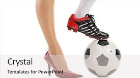  Presentation with shoe - Beautiful presentation design featuring different others - woman with one foot backdrop and a light gray colored foreground
