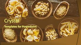  Presentation with pasta - Colorful slide set enhanced with different pasta types in wooden backdrop and a tawny brown colored foreground