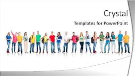  Presentation with racial group high school students - Beautiful presentation theme featuring different people standing together school backdrop and a  colored foreground