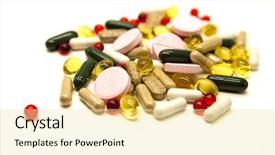  Presentation with medications - Slide deck enhanced with different pills medications the pills closeup on white background background and a blonde colored foreground