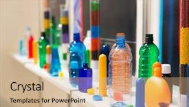  Presentation with plastic bottle - Presentation theme having different plastic bottles background and a coral colored foreground