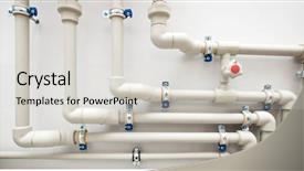  Presentation with pipe - Beautiful PPT theme featuring different plastic pipes for heating backdrop and a light gray colored foreground