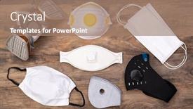  Presentation with masks - Presentation theme featuring different-protective-masks-on-wooden background and a coral colored foreground