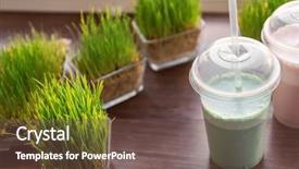  Presentation with protein bar - Presentation theme featuring different protein shakes on window background and a tawny brown colored foreground