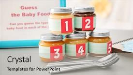  Presentation with baby shower - Slide deck consisting of different puree on table game background and a light gray colored foreground