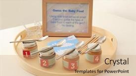  Presentation with baby shower - Colorful slide deck enhanced with different puree on table game backdrop and a coral colored foreground