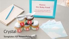  Presentation with baby shower - Presentation theme enhanced with different puree on table game background and a soft green colored foreground