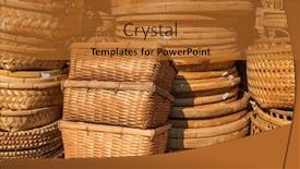  Presentation with handicraft - Audience pleasing theme consisting of different-rattan-weave-items backdrop and a red colored foreground