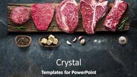 Presentation with steaks - Theme consisting of different-raw-beef-steaks background and a dark gray colored foreground